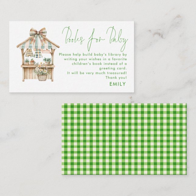 Green Gingham Bauern Market Book for Baby Shows Begleitkarte (Vorne/Hinten)