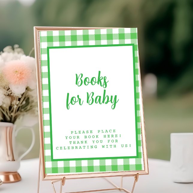Green Gingham Books for Baby Tischnummer (Green Gingham Books for Baby Table Number)