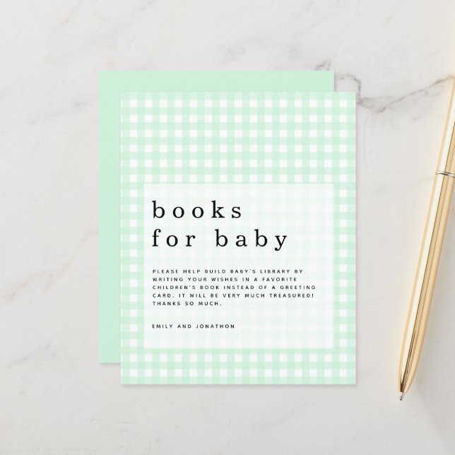 Green Gingham Books für Baby-Gehäuse (Vorderseite/Rückseite Beispiel)