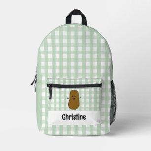 Green Gingham Brown Potato Custom Bedruckter Rucksack