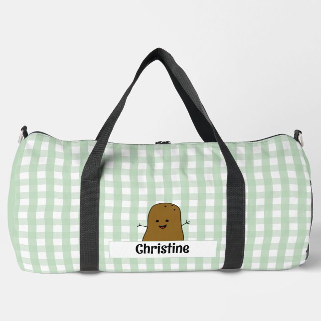 Green Gingham Brown Potato Custom Duffle Bag (Vorderseite)