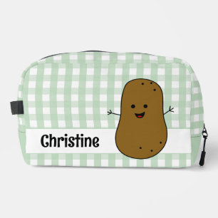Green Gingham Brown Potato Custom Waschbeutel