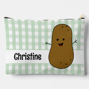 Green Gingham Brown Potato Custom Zubehörtasche