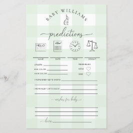 Green Gingham Bunny Baby Predictions Game