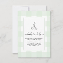 Green Gingham Bunny Books Request Insert Card Einladung