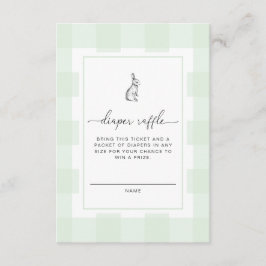 Green Gingham Bunny Diaper Raffle Ticket Umschließ Begleitkarte