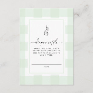 Green Gingham Bunny Diaper Raffle Ticket Umschließ Begleitkarte