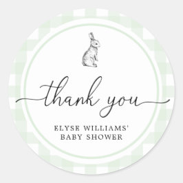 Green Gingham Bunny Rabbit Dusche Gefallen Sticker