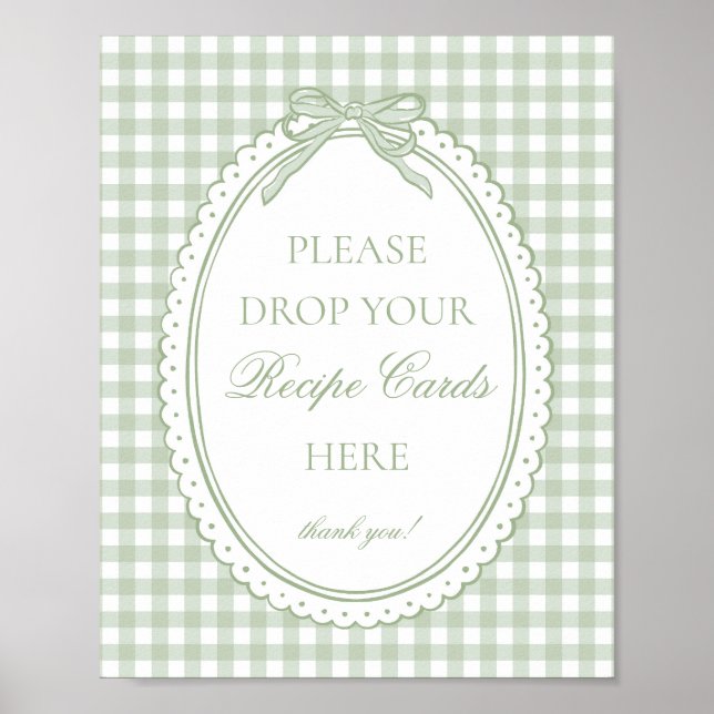 Green Gingham Coquette Bow Share a Recipe Poster (Vorne)