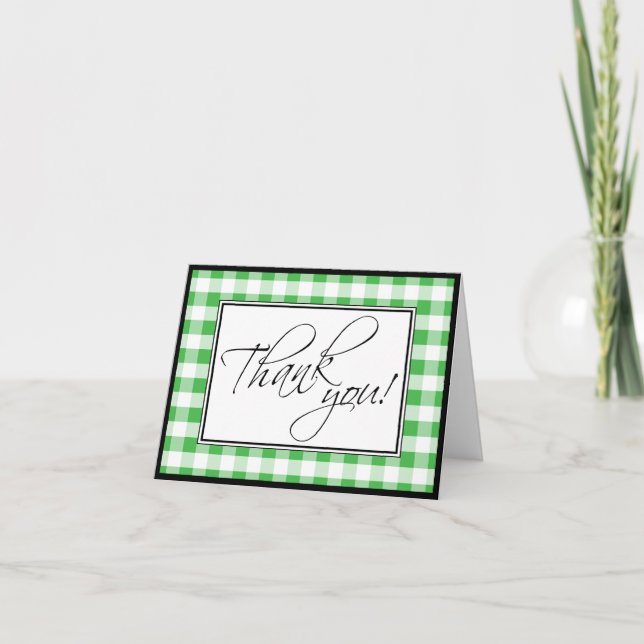 Green Gingham Custom Dankeschön Card Dankeskarte (Vorderseite)