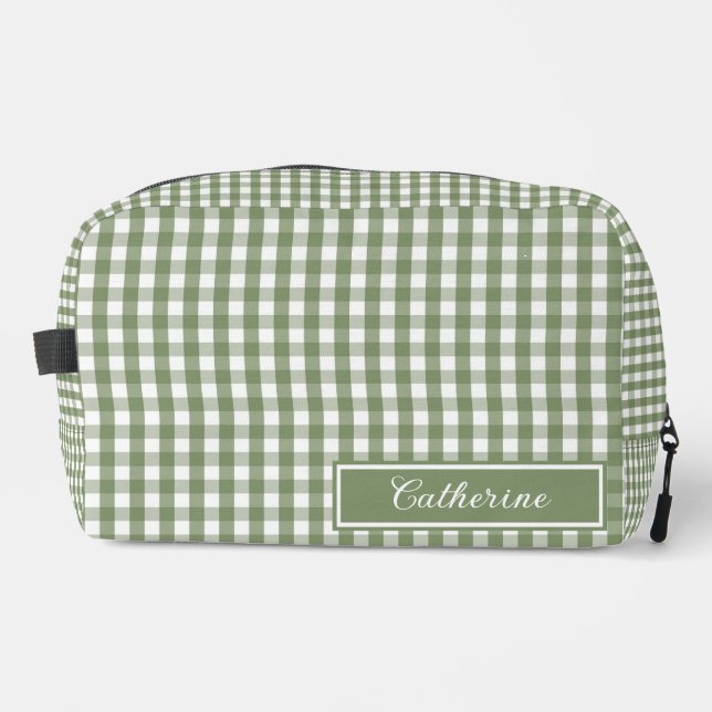 Green Gingham Cute Plaid Cosmetic Pretty Waschbeutel (Vorderseite)