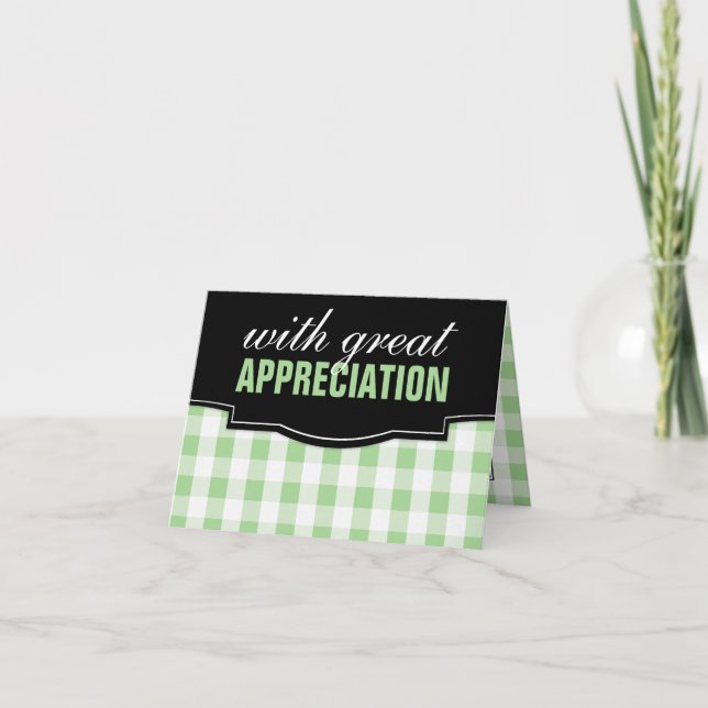 Green Gingham Dankeschön-Karten Dankeskarte (Vorderseite)