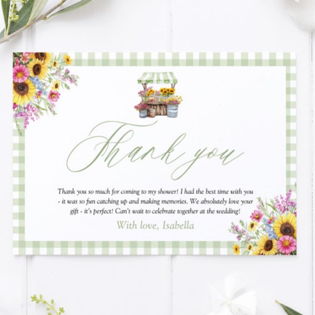 Green Gingham Fresh off Market Danke Karte (Green Gingham Fresh Off The Market Thank you Card)