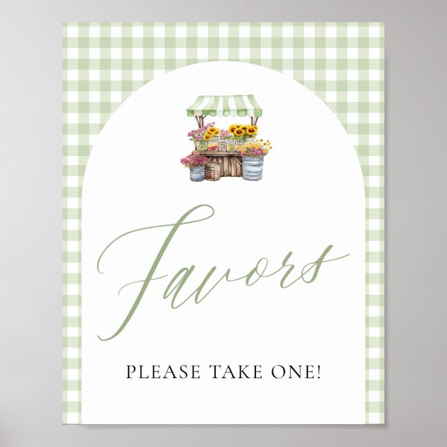 Green Gingham Fresh off the Market Gfavors Sign Poster (Vorne)