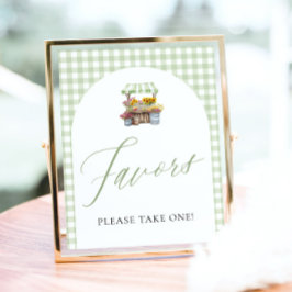 Green Gingham Fresh off the Market Gfavors Sign Poster