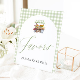 Green Gingham Fresh off the Market Gfavors Sign Sockelschild