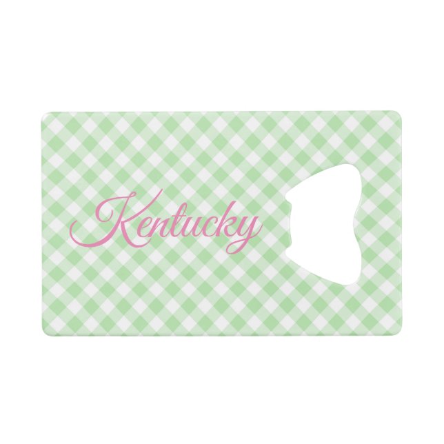 Green Gingham Geldbeutel Flaschenöffner (Vorderseite (Horizontal))