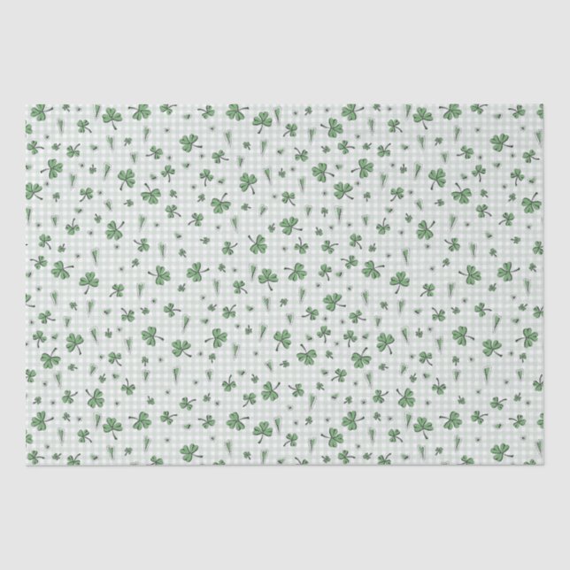 Green Gingham Gender Neutral St Patricks Day Seidenpapier (Vorderseite)