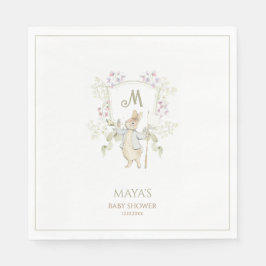 Green Gingham Gender Peter the Rabbit Baby Shower Serviette