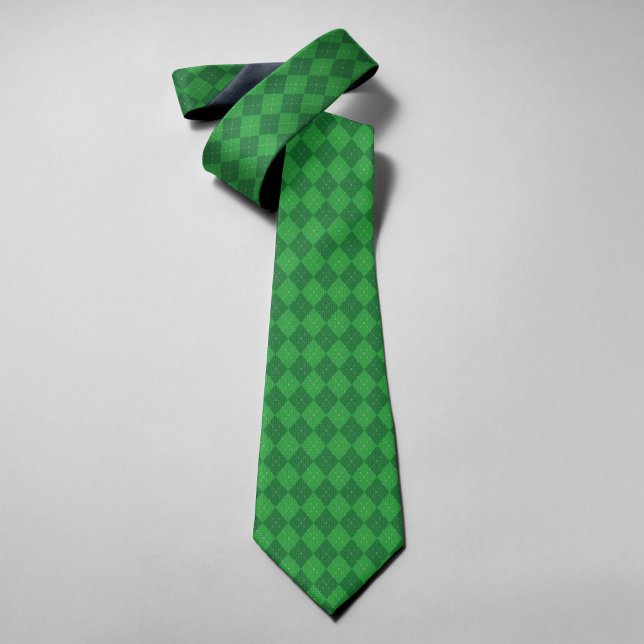 Green Gingham Geometric Happy Patrick's Day Krawatte (Von Creator hochgeladen)