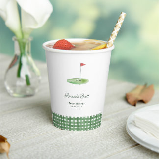 Green Gingham Golf Baby Shower Pappbecher