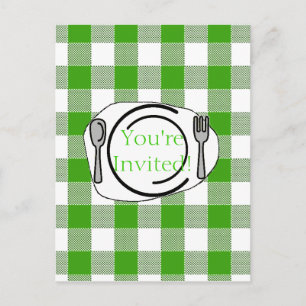 Green Gingham GRILLEN Invite Einladungspostkarte