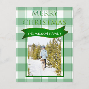 Green Gingham Karo Country Xmas Foto Postkarte