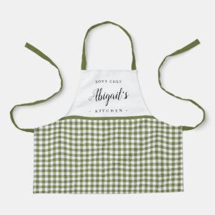 Green Gingham Karo Kind personalisiert kochen Schürze