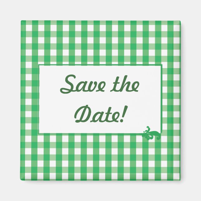 Green Gingham Karo Pattern Magnet (Vorne)
