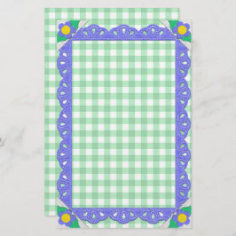 Green Gingham Karo Periwinkle Felt Frame Briefpapier