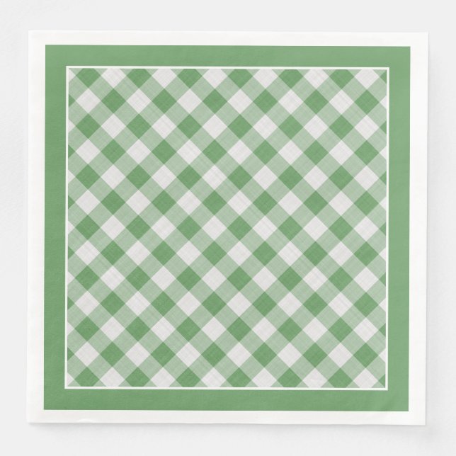 Green Gingham Karos Muster für Jeder Anlass Serviette (Vorderseite)