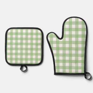 Green Gingham Kitchen Gloves Ofenhandschuh & Topflappen-Set