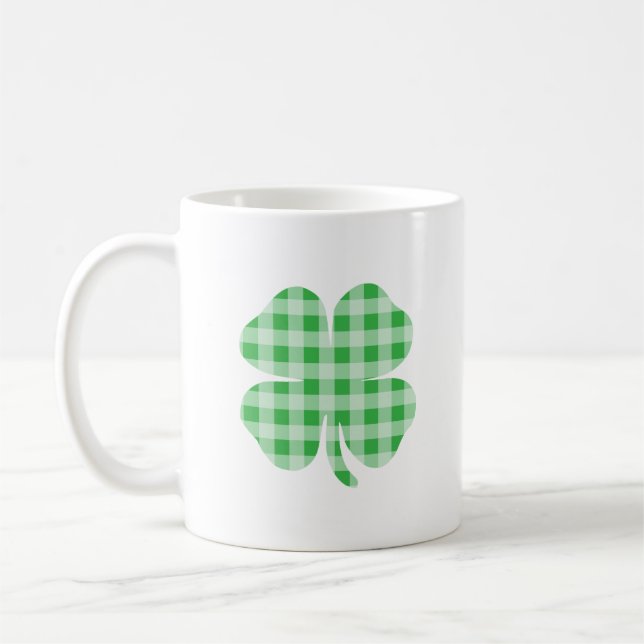Green Gingham Kleeblatt Kaffeetasse (Links)