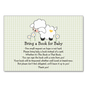 Green Gingham LAMB BABY SHOWER BOOK ANFRAGESKARTE Tischnummer