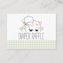 Green Gingham Lamb Diaper Raffle Tickets