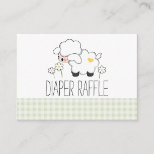 Green Gingham Lamb Diaper Raffle Tickets Begleitkarte