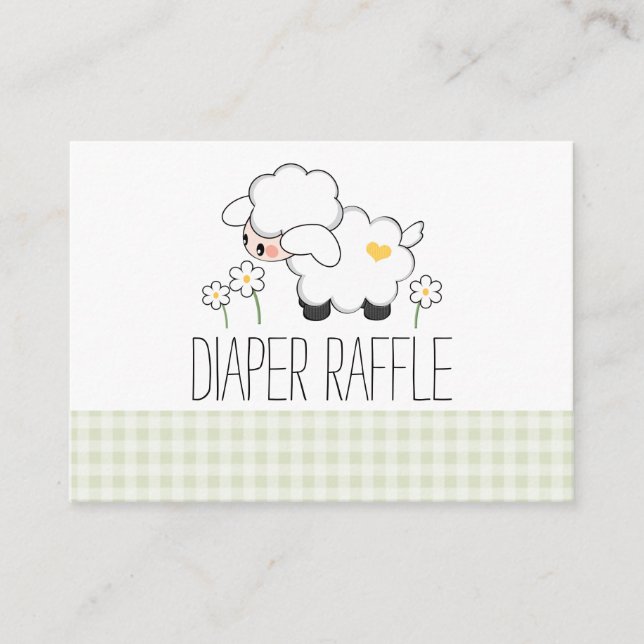Green Gingham Lamb Diaper Raffle Tickets Begleitkarte (Vorderseite)