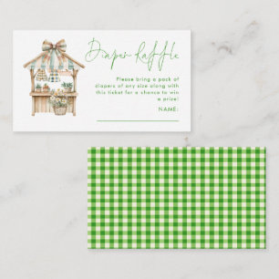 Green Gingham Market Diaper Raffle Baby Dusche Begleitkarte