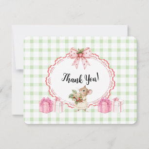 Green Gingham Mouse Baby Shower-Danke-Card Dankeskarte