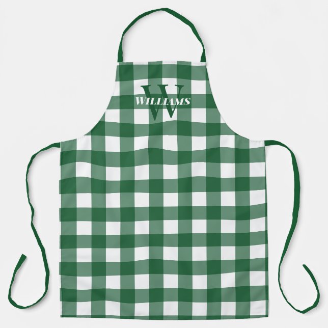 Green Gingham Name & Initial Schürze (Vorderseite)