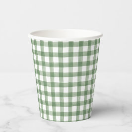 Green Gingham Paper Cup Pappbecher