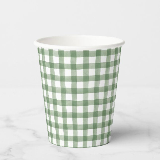 Green Gingham Paper Cup Pappbecher (Vorderseite)