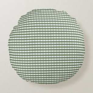 Green Gingham Pattern Rundes Kissen
