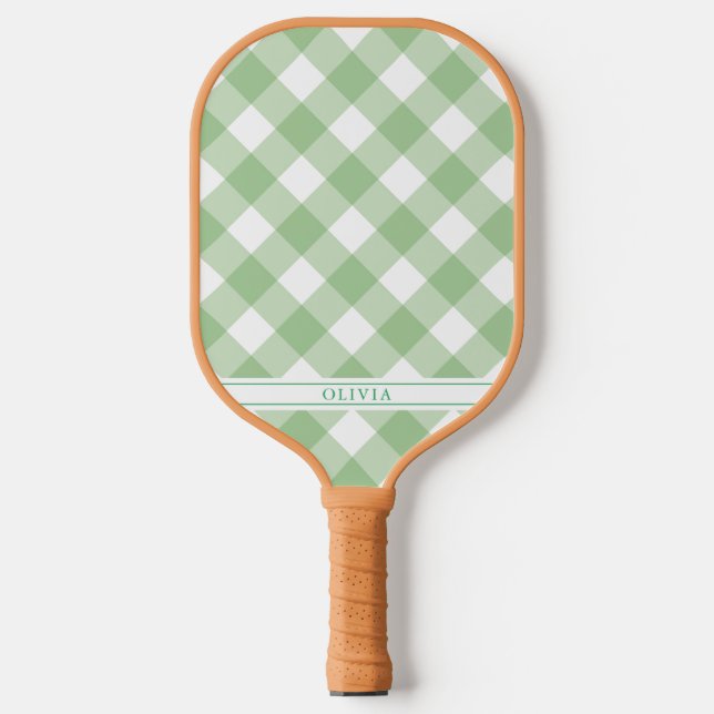 Green Gingham Pickleball Paddle (Vorderseite)