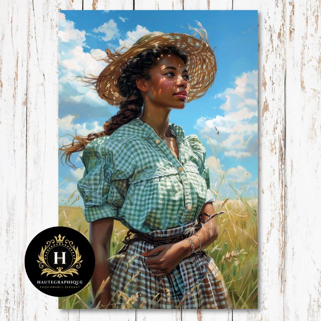 Green Gingham Prairie Girl | Landschaft Rustikal Seidenpapier (Von Creator hochgeladen)