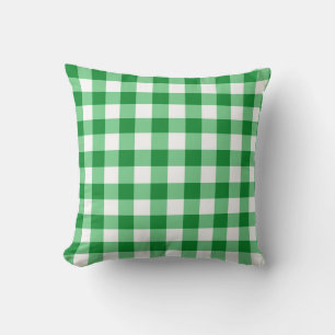 Green Gingham Reversible Throw Kissen