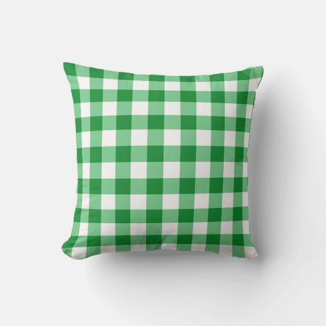 Green Gingham Reversible Throw Kissen (Vorderseite)