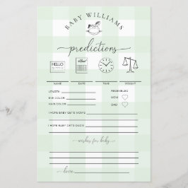 Green Gingham Rocking Horse Baby Predictions Game