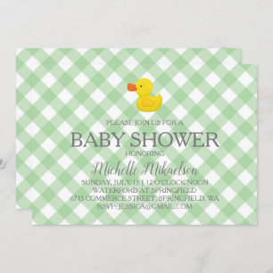 Green Gingham Rubber Duckie Baby Duckie Einladung