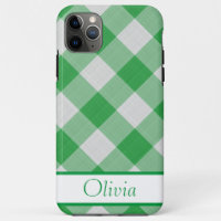 Green Gingham Simple Name Minimalistisch